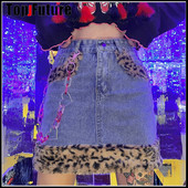 plus size djevojka Ženska Harajuku pufnasta suknja A-kroja visokog struka punk Leopard spice girl seksi gotička lolita cosplay traper suknja