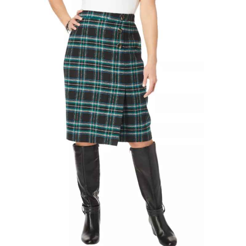 Fusta de talie înaltă în carouri cu talie înaltă Jumătate fuste midi în carouri de mărime mare Y2K High Street, cu dungi în carouri