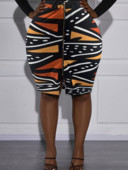 Fustă LW Plus Size Fusta cu tăietură cu imprimeu geometric de vară în față cu despicare în față Mini fustă cu talie înaltă Fuste în linie A Fuste ultrascurte