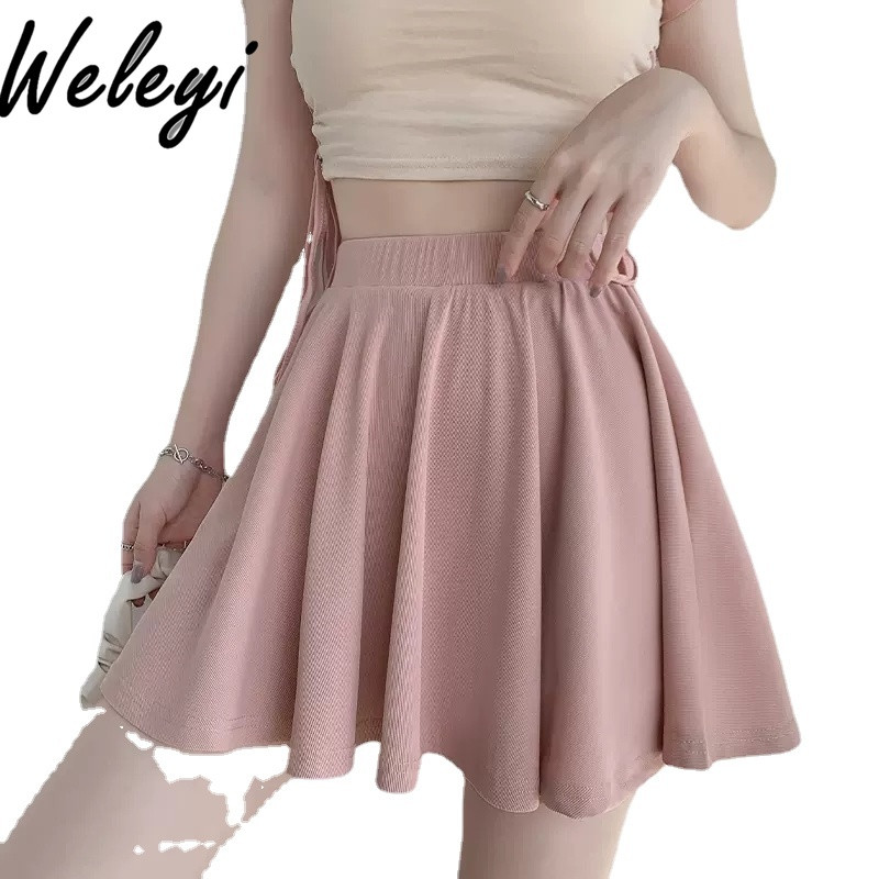Kawaii suknja veće veličine Japan Vestidos Para Mujer 2024. Ljeto slatke nove male ružičaste ledeno svilene tanke plisirane suknje A kroja