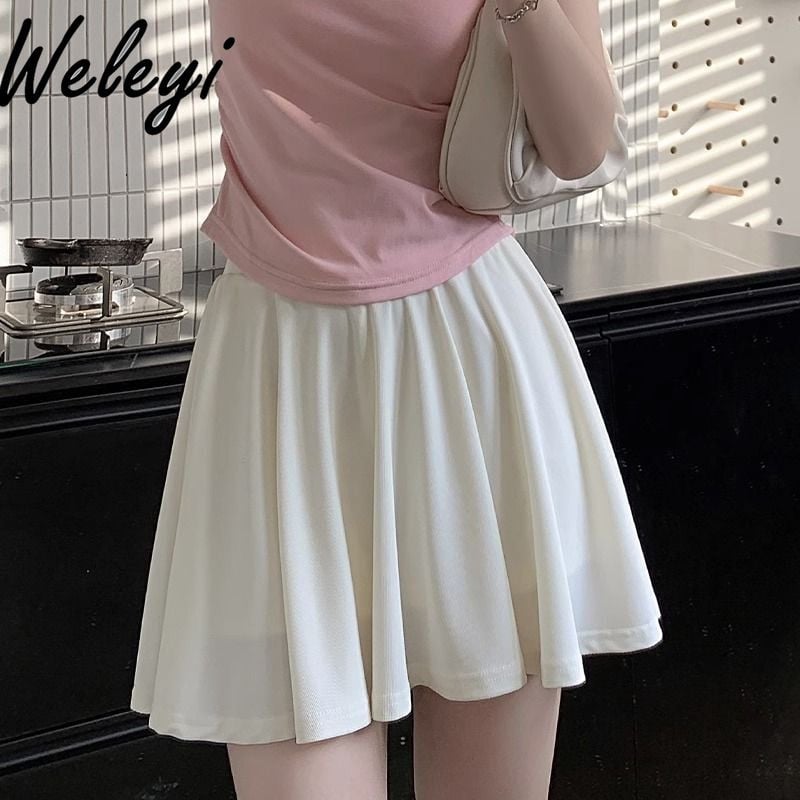 Kawaii suknja veće veličine Japan Vestidos Para Mujer 2024. Ljeto slatke nove male ružičaste ledeno svilene tanke plisirane suknje A kroja