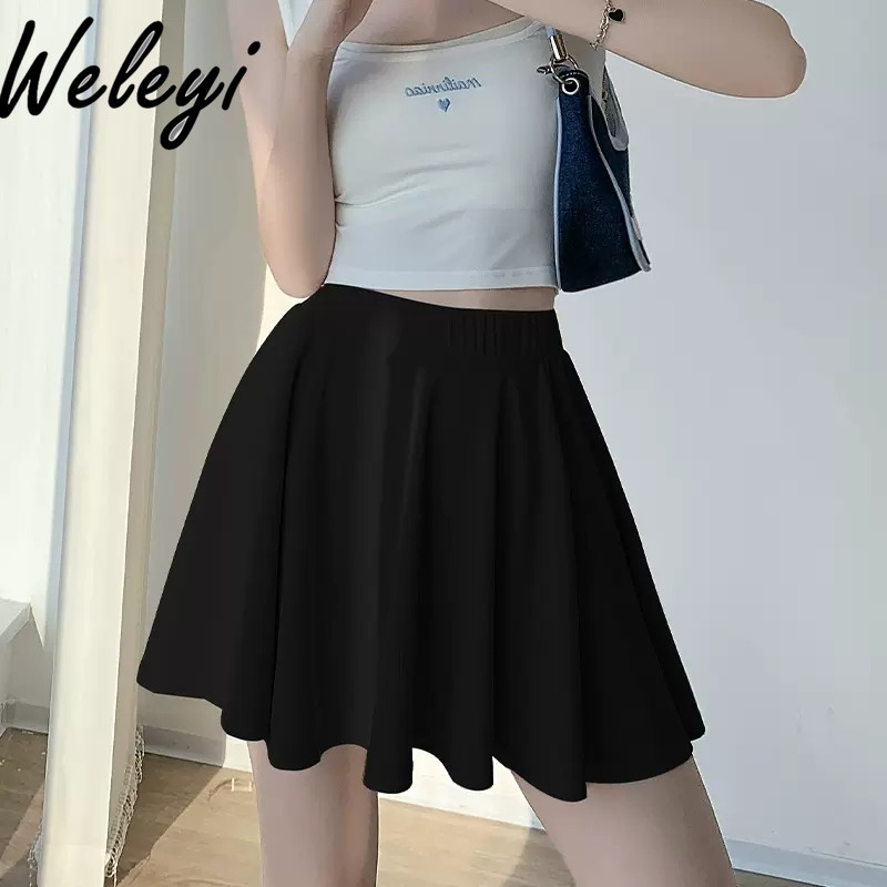 Kawaii suknja veće veličine Japan Vestidos Para Mujer 2024. Ljeto slatke nove male ružičaste ledeno svilene tanke plisirane suknje A kroja