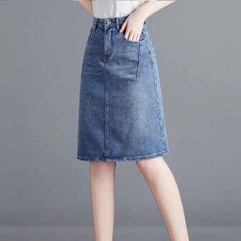 Γυναικεία τζιν φούστα Μπλε Άνοιξη Καλοκαίρι Λεπτή Λεπτή Μοντέρνα Ψηλόμεση Τζιν φούστες Casual Γυναικεία Ρούχα Plus Size