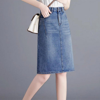 Γυναικεία τζιν φούστα Μπλε Άνοιξη Καλοκαίρι Λεπτή Λεπτή Μοντέρνα Ψηλόμεση Τζιν φούστες Casual Γυναικεία Ρούχα Plus Size