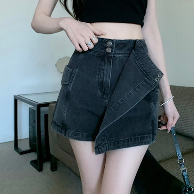 Ανώμαλη τζιν φούστα για American Hot Girls Plus Size Ψηλόμεση φούστα σε γραμμή Α Καλοκαιρινή φούστα Anti-exposure Culottes