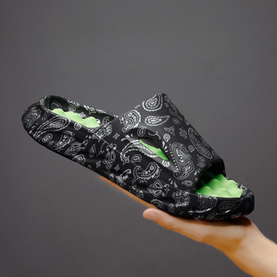 Férfi papucsok Nyári cipők Nyomtatás Szandálok Trend Csúszásgátló Női Csúszdák Pár Papucs Divat Férfi Masszázs Strandcipők