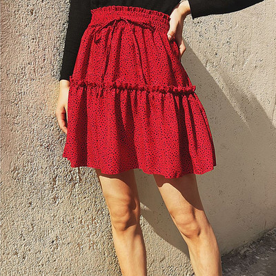 Fuste Pentru Femei Ținute Marime Plus Vara Femei Drăguț Fusta cu Volane cu talie înaltă Imprimat Swing Beach Mini Fusta Ropa Mujer