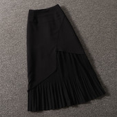 crna suknja Plus size elastična suknja u struku proljeće ljeto plisirana suknja srednje dužine preko koljena A-kroja od šifona