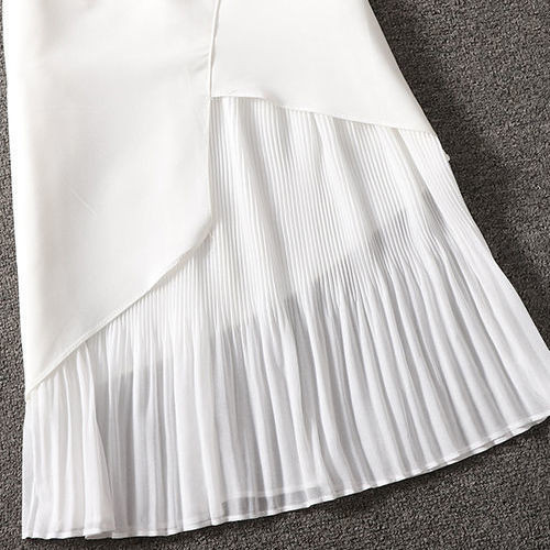 crna suknja Plus size elastična suknja u struku proljeće ljeto plisirana suknja srednje dužine preko koljena A-kroja od šifona