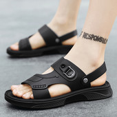 Klassikalised meeste moesandaalid suvised hingavad libisemiskindlad välissussid PU pehme põhjaga rannajalatsid Retro meeste plätud