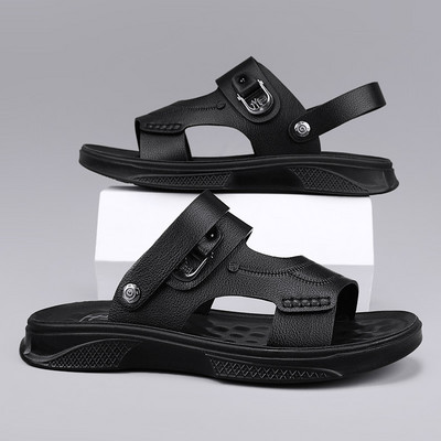 Klassikalised meeste moesandaalid suvised hingavad libisemiskindlad välissussid PU pehme põhjaga rannajalatsid Retro meeste plätud