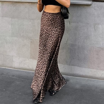 Fuste pentru femei La modă de vară Fusta cu imprimeu de leopard de mărimi mari pentru femei Fusta maxi cu coadă de pește sexy cu potrivire bodycon юбка женская