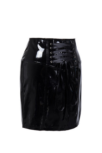 Плюс размер S-XXXL горещ секси черен цип PVC латекс мини пола изкуствена кожа пола винил латекс клубно облекло пола секси танцов костюм