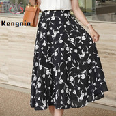 Ljetne korejske modne ženske suknje velikih veličina 5XL 2023. Labava suknja od šifona s elastičnim strukom Ženski donji dio s cvjetnim printom KE2819