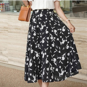 Ljetne korejske modne ženske suknje velikih veličina 5XL 2023. Labava suknja od šifona s elastičnim strukom Ženski donji dio s cvjetnim printom KE2819