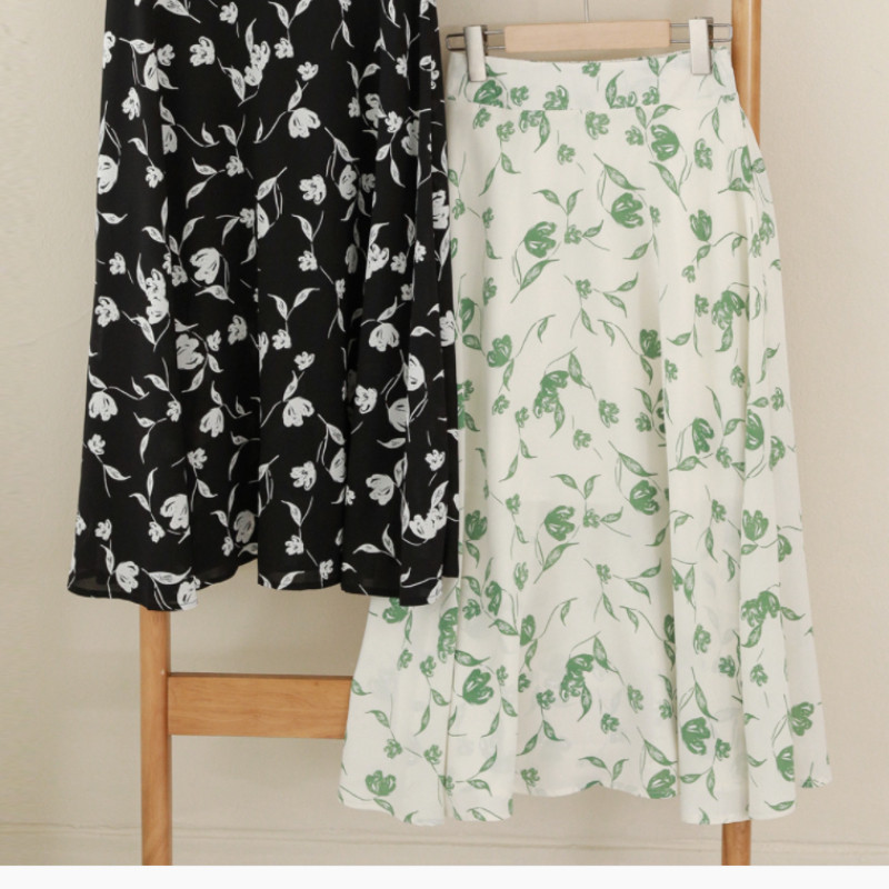 Ljetne korejske modne ženske suknje velikih veličina 5XL 2023. Labava suknja od šifona s elastičnim strukom Ženski donji dio s cvjetnim printom KE2819