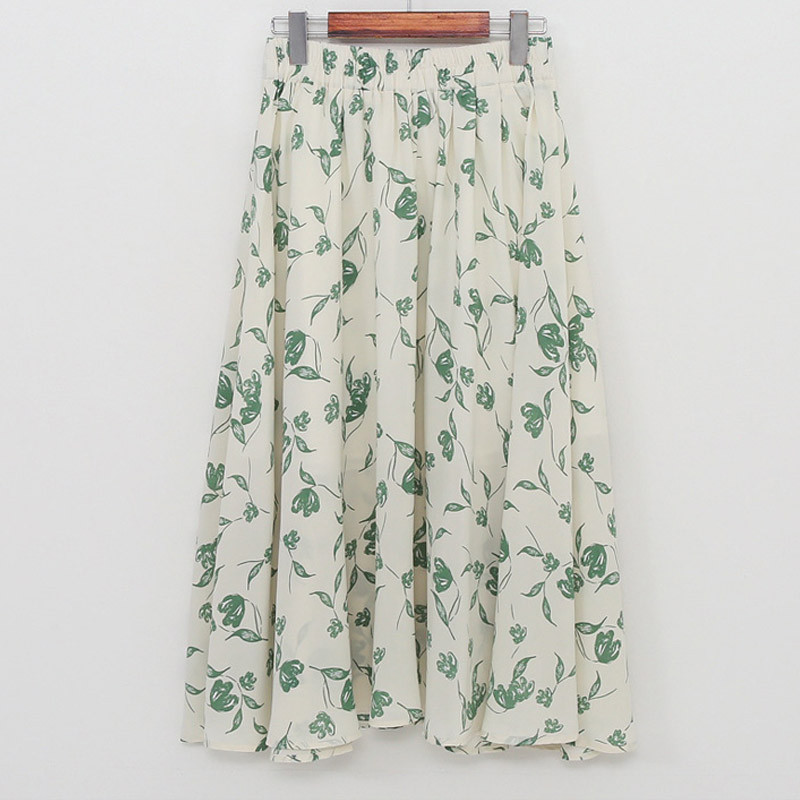Ljetne korejske modne ženske suknje velikih veličina 5XL 2023. Labava suknja od šifona s elastičnim strukom Ženski donji dio s cvjetnim printom KE2819