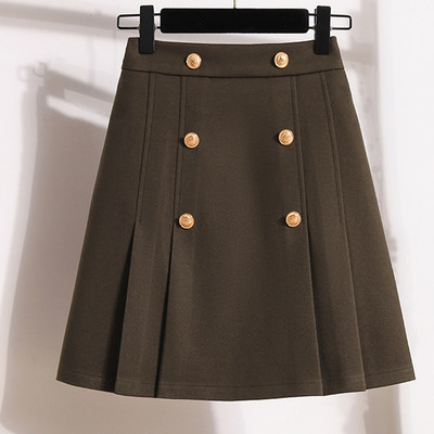 Jednobojna vunena plisirana suknja visokog struka Ženska jesen i zima u novom korejskom stilu, labava elegantna ležerna suknja veće veličine