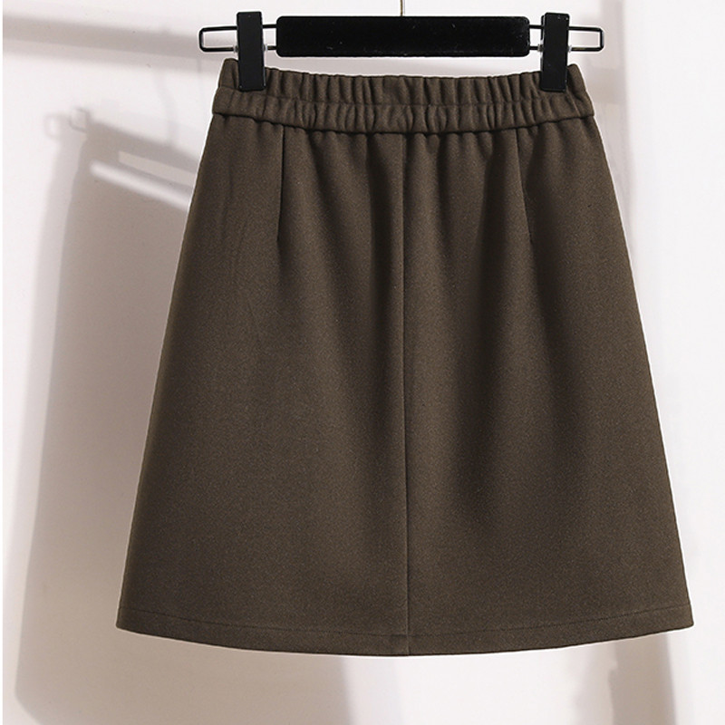 Jednobojna vunena plisirana suknja visokog struka Ženska jesen i zima u novom korejskom stilu, labava elegantna ležerna suknja veće veličine