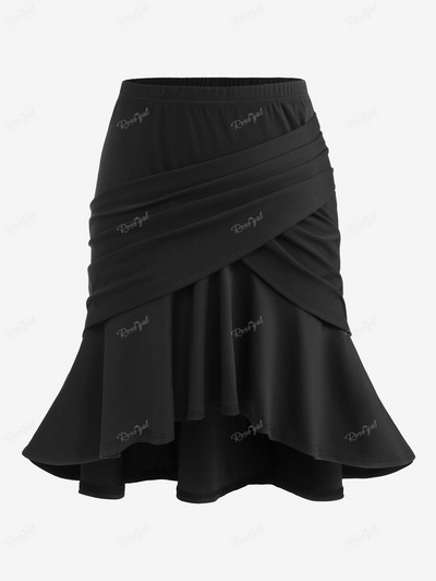 ROSEGAL suures suuruses flounced seelikud, mustad elegantsed naiste alaosad, kihiline merineitsi keha seelik