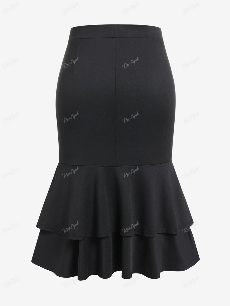 ROSEGAL suures suuruses flounced seelikud, mustad elegantsed naiste alaosad, kihiline merineitsi keha seelik