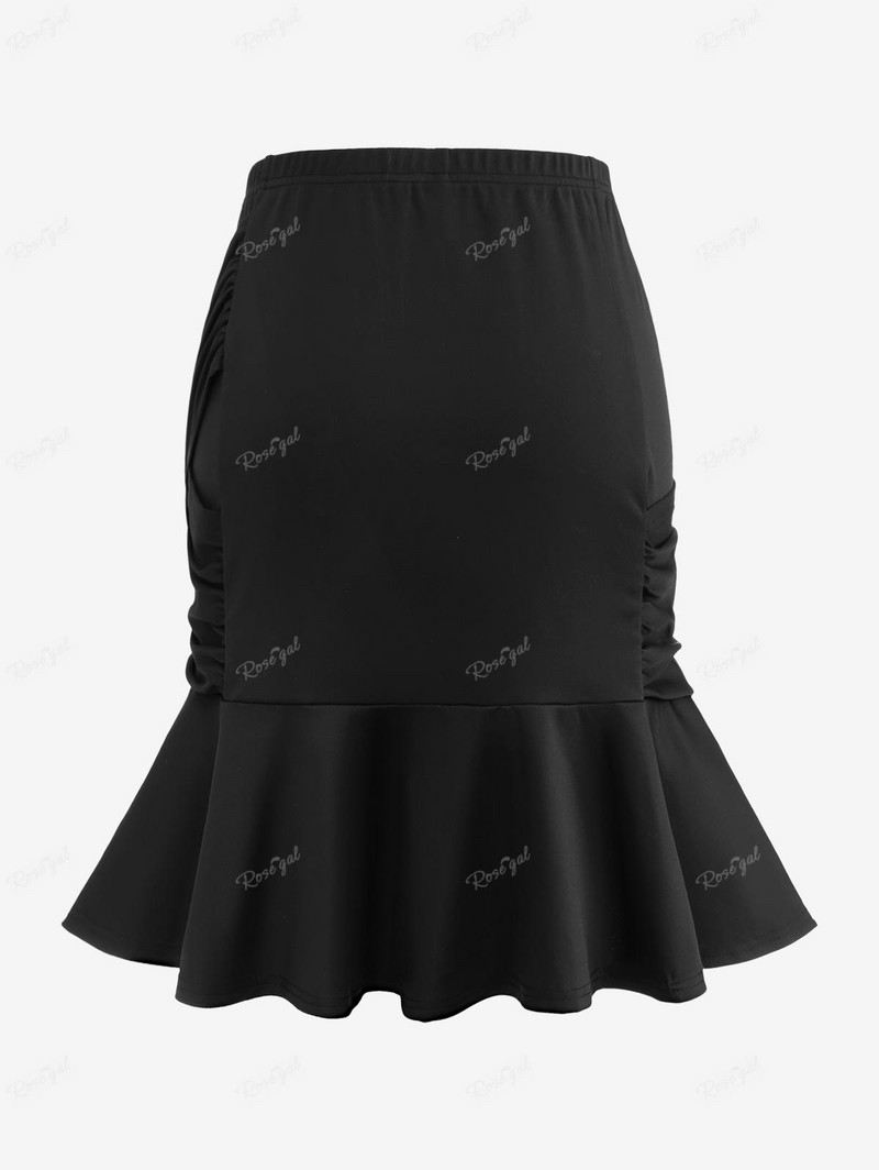 ROSEGAL suures suuruses flounced seelikud, mustad elegantsed naiste alaosad, kihiline merineitsi keha seelik