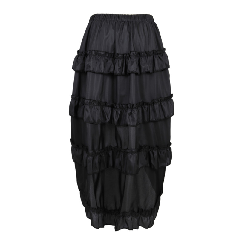 Női Steampunk gótikus szabálytalan fodrok kalóz szoknya aszimmetrikus redőzött magas alacsony táncszoknyák molett Halloween jelmezek