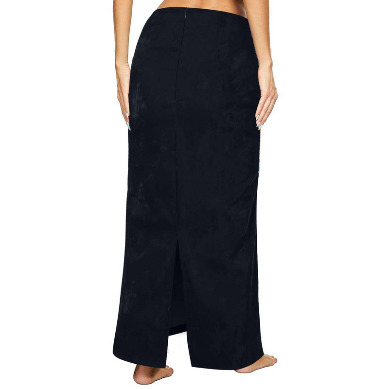 Ženska osnovna jednobojna duga suknja na sklopivi dugi dugi dugi struk visokog struka, S 3XL, domoljubna stolna suknja veće veličine Čipkana suknja za krevet