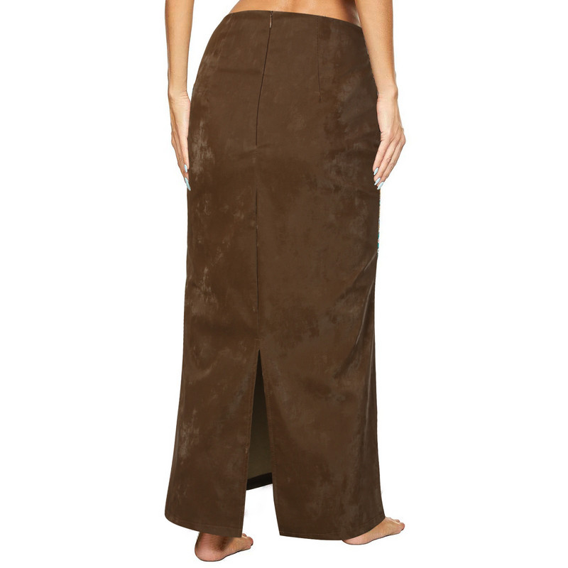 Ženska osnovna jednobojna duga suknja na sklopivi dugi dugi dugi struk visokog struka, S 3XL, domoljubna stolna suknja veće veličine Čipkana suknja za krevet