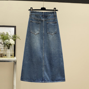 S-5XL Νέα γυναικεία τζιν φούστα Άνοιξη Καλοκαίρι Μόδα Τσέπη Σχέδιο Ψηλόμεσο Τζιν φούστα με ισχίο Casual Loose Plus Size φούστα