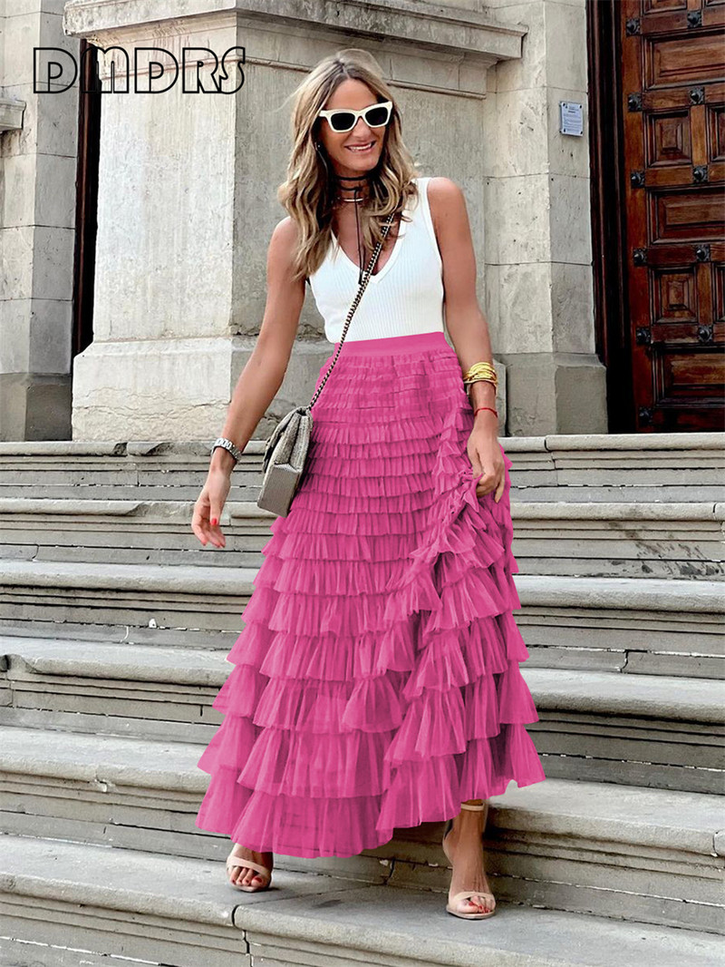 Divatos tüll szoknya Női Swing Alkalmi ruha Nyári Utcai Színes Solid Party Train Plus Size