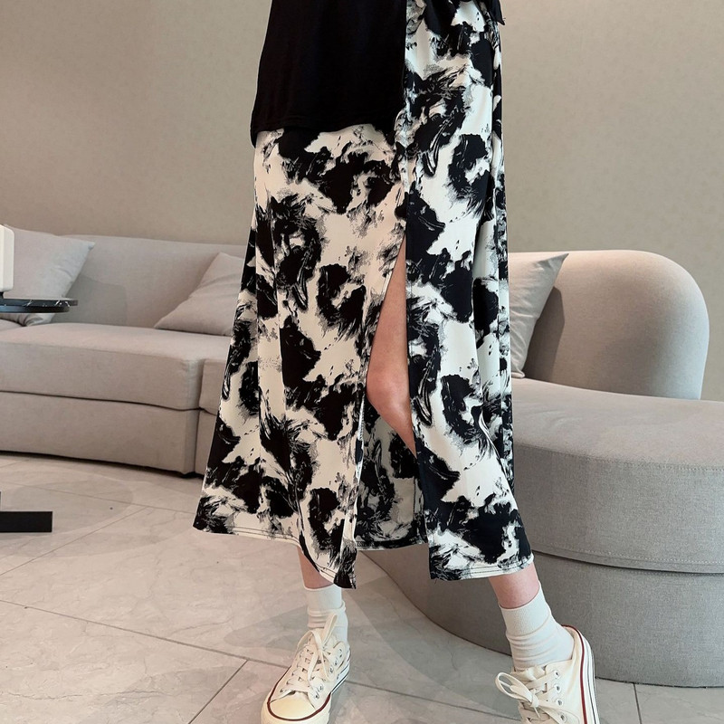 Hiina stiilis tindimaal A-Line Pikad seelikud Suvised naiste lõhikuseelikud Suures suuruses Vabaajarõivad kõik sobivad