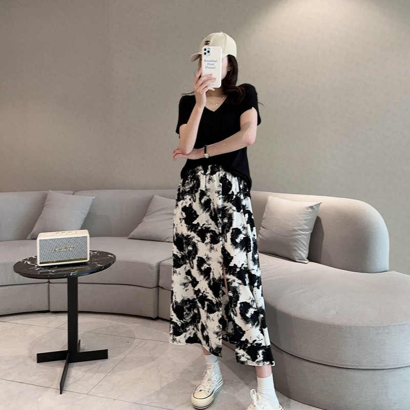 Hiina stiilis tindimaal A-Line Pikad seelikud Suvised naiste lõhikuseelikud Suures suuruses Vabaajarõivad kõik sobivad