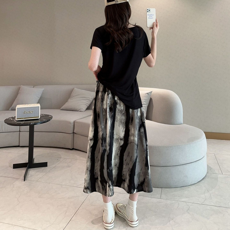 Hiina stiilis tindimaal A-Line Pikad seelikud Suvised naiste lõhikuseelikud Suures suuruses Vabaajarõivad kõik sobivad
