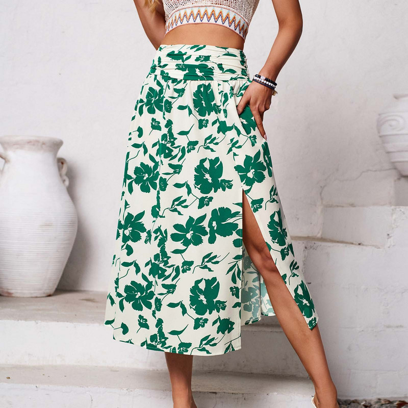 Ljetne suknje za slobodno vrijeme za žene visokog struka Suknja s nabranim cvjetnim printom A kroja Elegantne mini suknje velike veličine Faldas Para Mujeres