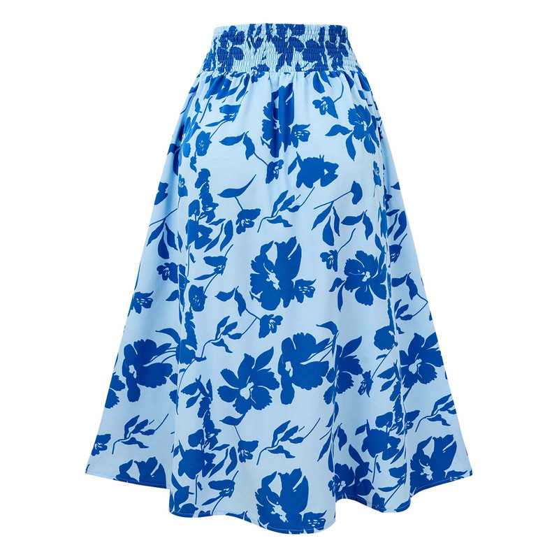 Ljetne suknje za slobodno vrijeme za žene visokog struka Suknja s nabranim cvjetnim printom A kroja Elegantne mini suknje velike veličine Faldas Para Mujeres