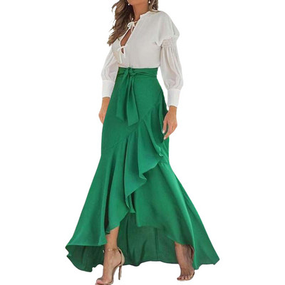 Fusta cu coadă de pește învelită din dantelă pentru femei, cu talie înaltă, fuste sexy cu tiv neregulat, rochie de vară de dimensiuni mari pentru femei, rochii elegante