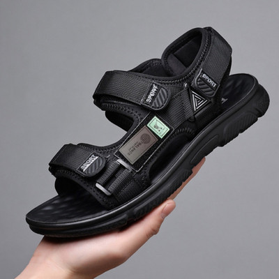 Suvised välistingimustes kasutatavad meeste nahksandaalid suvised hingavad Verclo sportlikud rannajalatsid suures suuruses libisemiskindlad meeste vabaaja sandaalid must