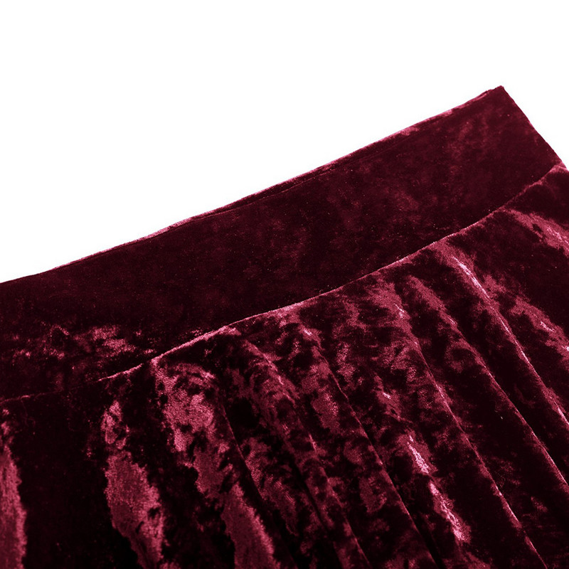 Plisirane jednobojne kratke suknje visokog struka za žene Odjevne kombinacije velikih veličina Široka suknja s pleucheom Baršunasta rastezljiva suknja Faldas Para Mujeres