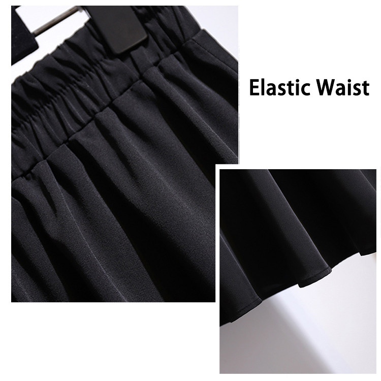 2024-es újdonság, plusz méretű női szoknya, stílusos redőzött fekete A-vonalú Midi szoknya tavaszra és nyárra