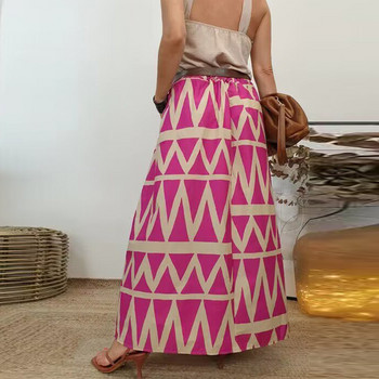 Плисирани макси поли с елегантни щампи Лятна ежедневна дълга пола с висока талия Дамски поли в бохемски стил Голям размер Шикозна плажна пола