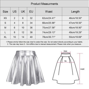 Γυναικείες φούστες Plus Size Ψηλόμεση πλισέ μονόχρωμη κοντή φούστα μεταλλική φούστα σκέιτερ Γυναικεία τάση ρούχων 2024