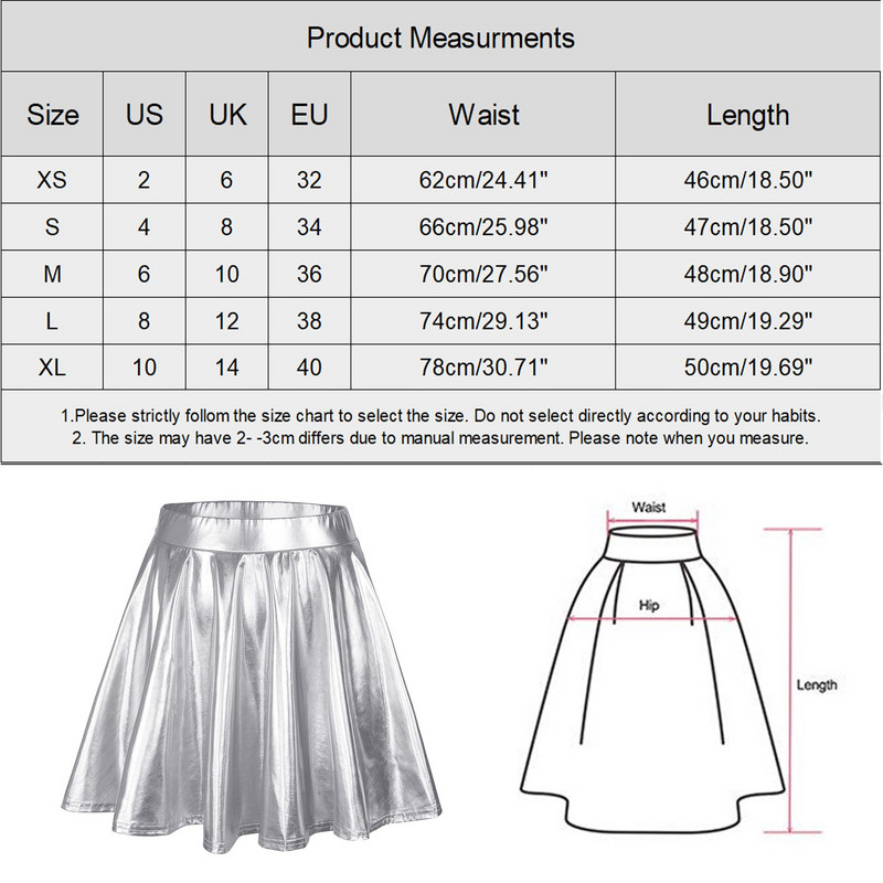 Fuste Pentru Femei Dimensiuni Plus Talie Înaltă Plisă Culoare Solidă Fusta Scurtă Fusta Skater Metalizată Îmbrăcăminte Femei Trend 2024