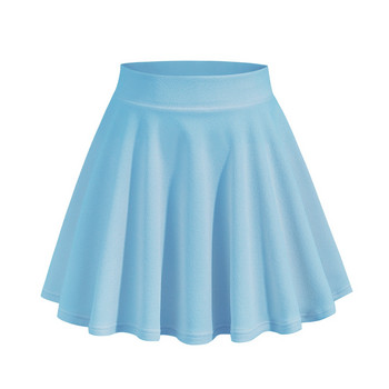 Поли за жени Плюс размер Едноцветни бонбонени разкроени Ежедневни кънки Лека плисирана пола с висока талия Тенденция на дамско облекло 2024 г.