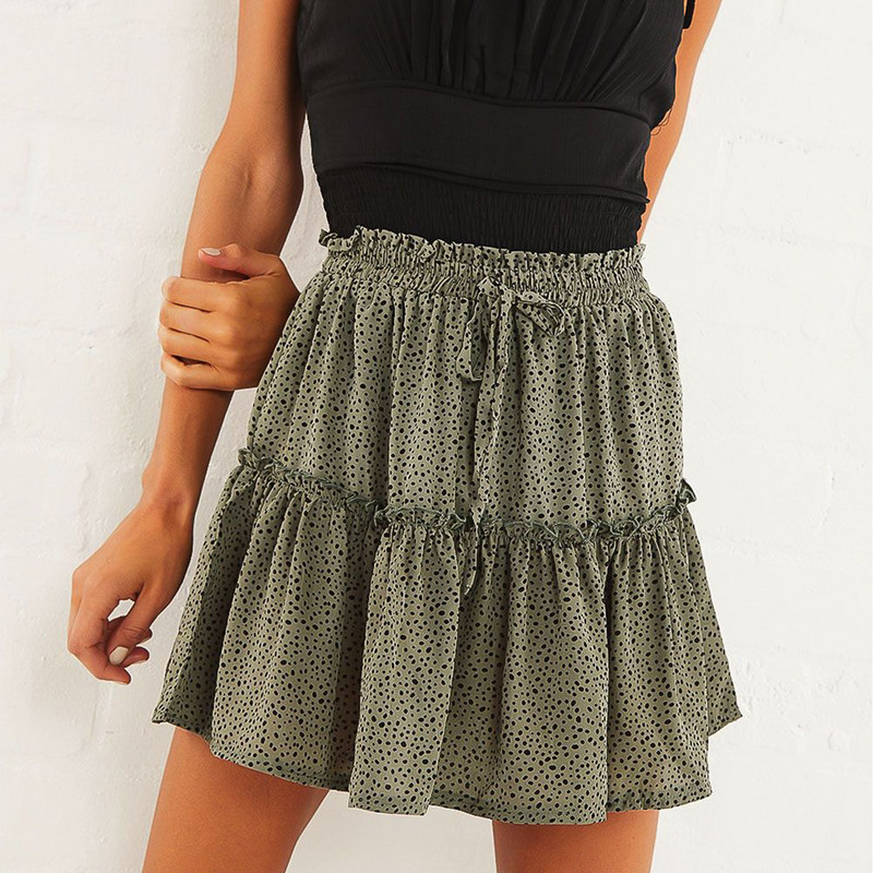 Suknje za žene velikih veličina Suknja s volanima s visokim strukom Print Swing Mini suknja za plažu Trend ženske odjeće 2024. Faldas Para Mujeres