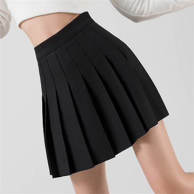 Naiste seelikud Uued mustad lühikesed püksid seelik kooli laialivalguv vabaaja minirulluisutaja keskmise plisseeritud pluss suuruses 3XL vestidos para mujer