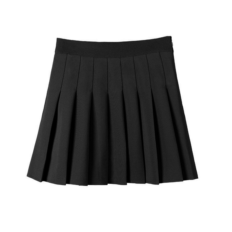 Naiste seelikud Uued mustad lühikesed püksid seelik kooli laialivalguv vabaaja minirulluisutaja keskmise plisseeritud pluss suuruses 3XL vestidos para mujer