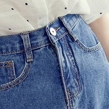 Свежи стилни летни ежедневни дънкови поли с A-силует Дамски женски мини поли с висока талия в корейски стил от чист син джинс Плюс размер XXL