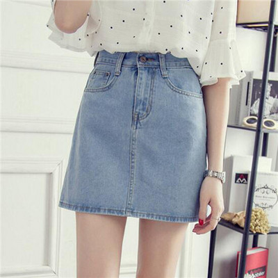 Proaspăt, elegant, vară, ocazional, fuste a-line din denim, femei, talie înaltă, stil coreean, mini-fuste din blugi, mai mari, XXL