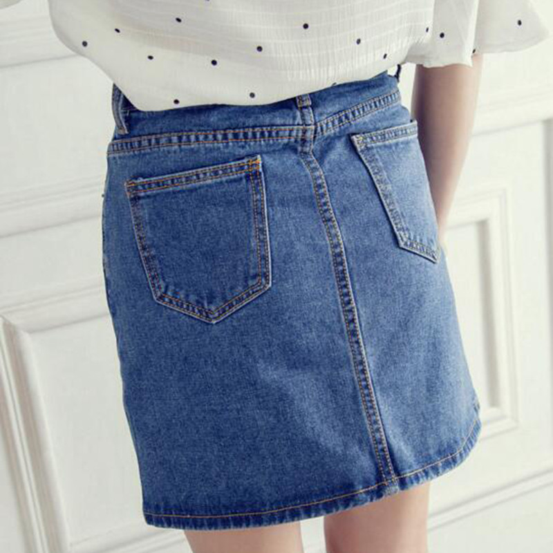 Proaspăt, elegant, vară, ocazional, fuste a-line din denim, femei, talie înaltă, stil coreean, mini-fuste din blugi, mai mari, XXL